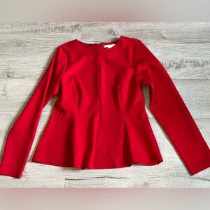 Red JERSEY PEPLUM TOP